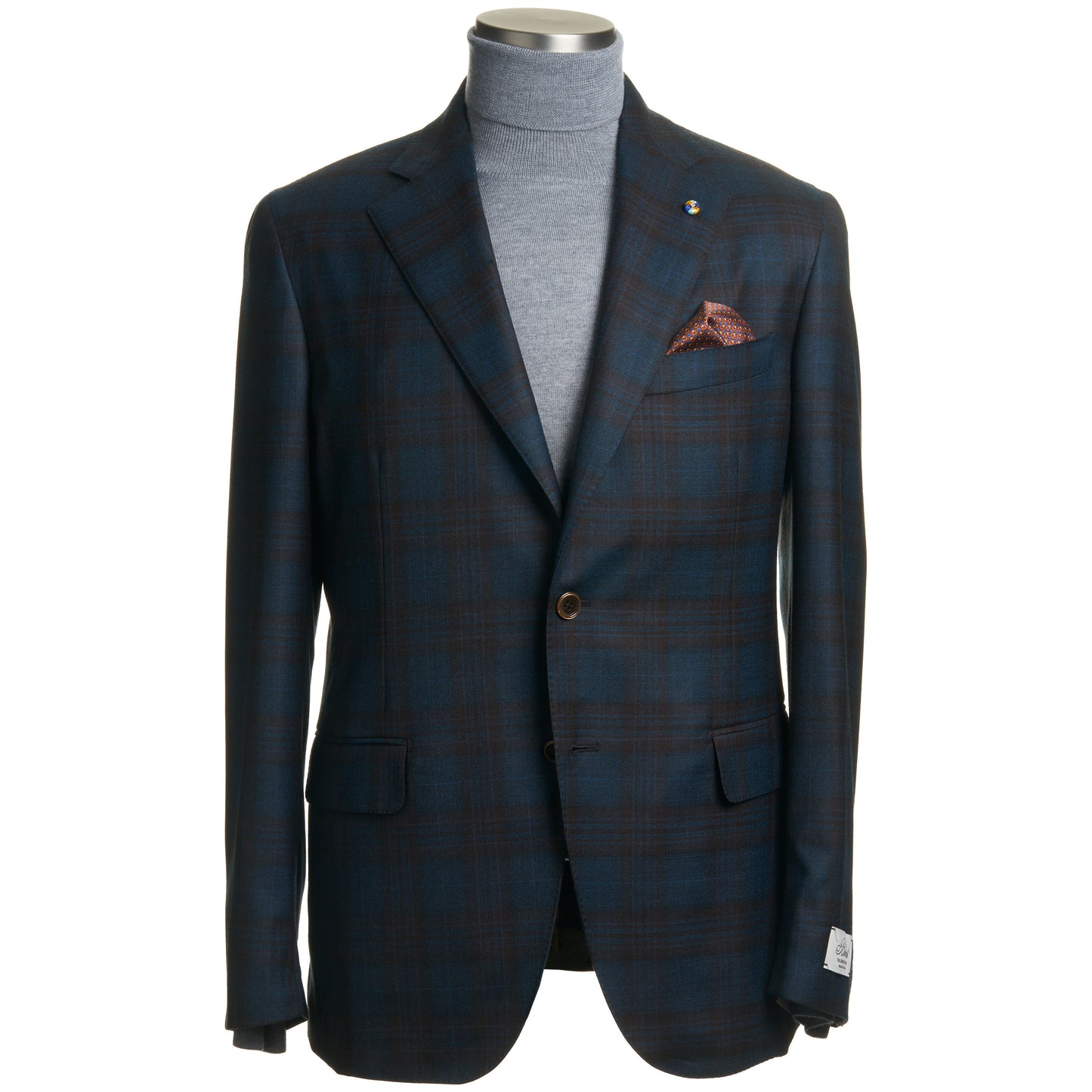Belvest "Jacket in the Box" Super 130 Wool Sport Coat in Teal Windowpane