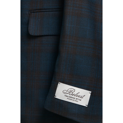 Belvest "Jacket in the Box" Super 130 Wool Sport Coat in Teal Windowpane
