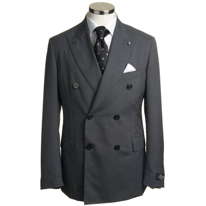 Belvest Super 130’s Wool Double-Breasted Suit in Mid Gray