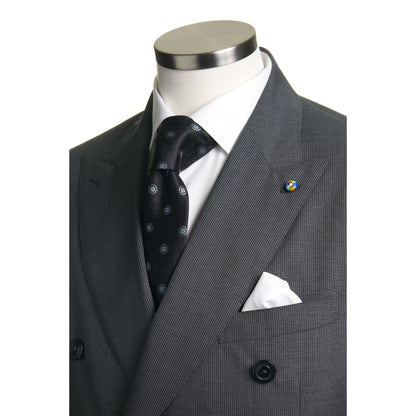 Belvest Super 130’s Wool Double-Breasted Suit in Mid Gray