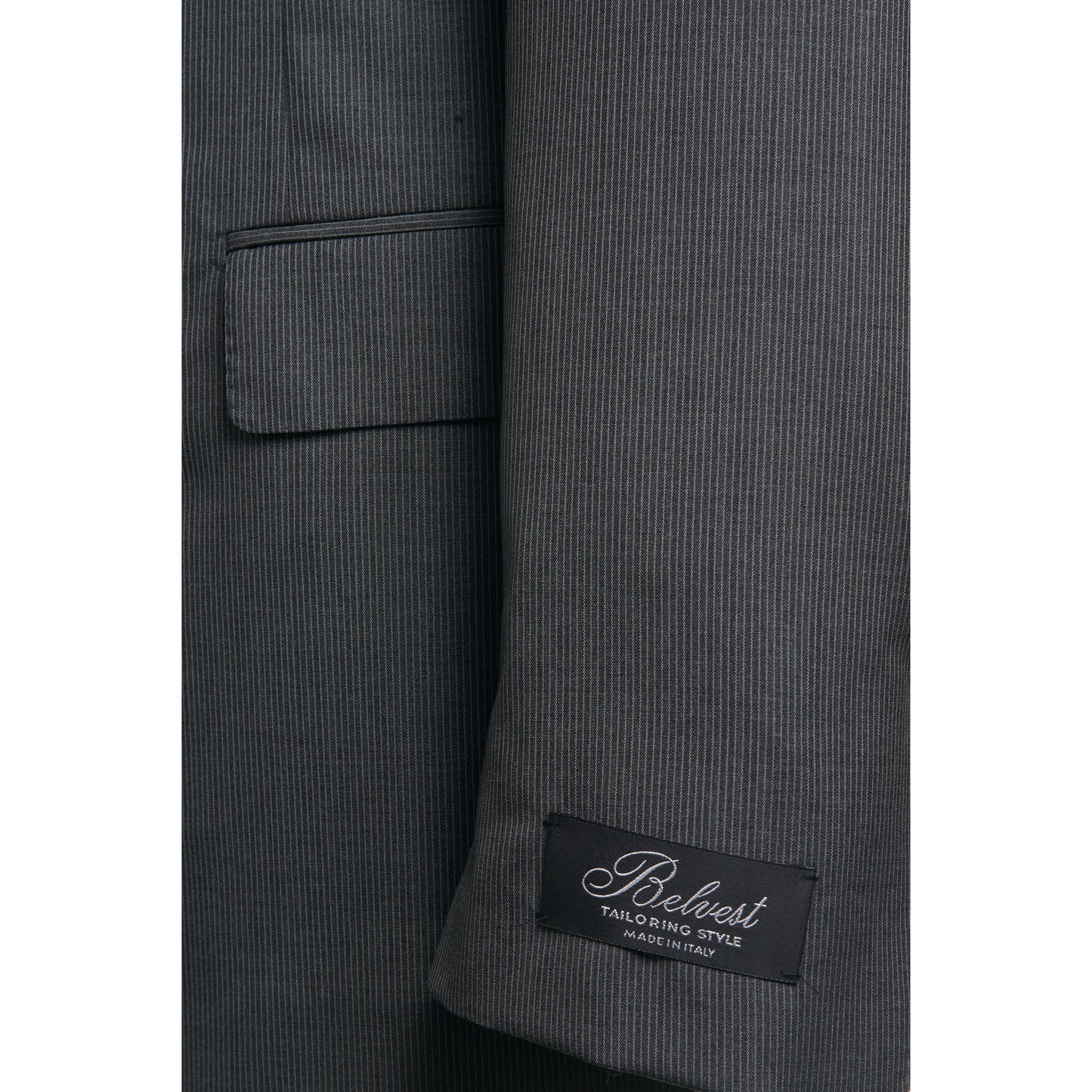 Belvest Super 130’s Wool Double-Breasted Suit in Mid Gray