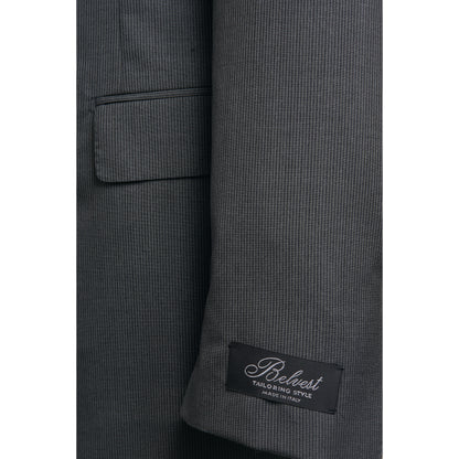 Belvest Super 130’s Wool Double-Breasted Suit in Mid Gray