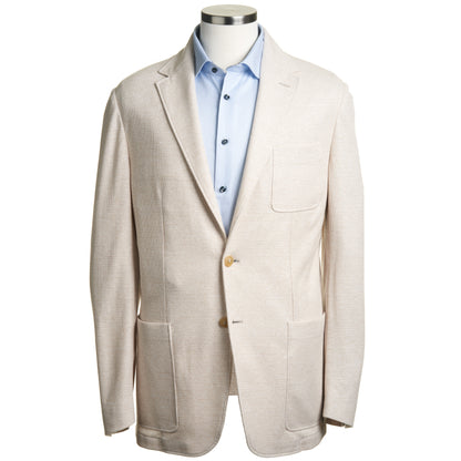 Canali Jersy Jacket in Cotton & Linen-Beige