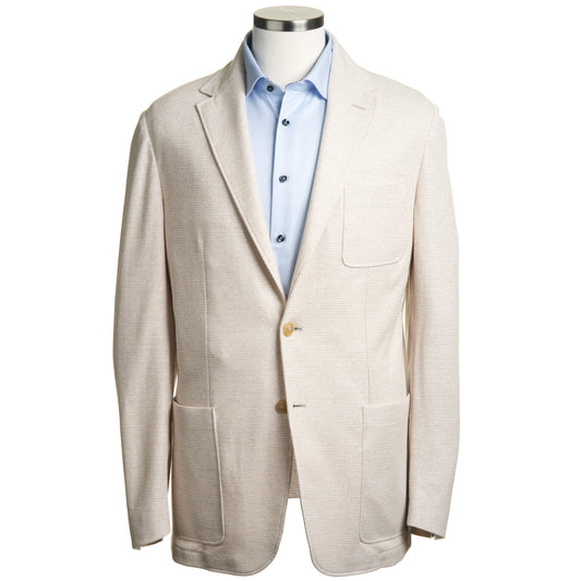 Canali Jersy Jacket in Cotton & Linen-Beige