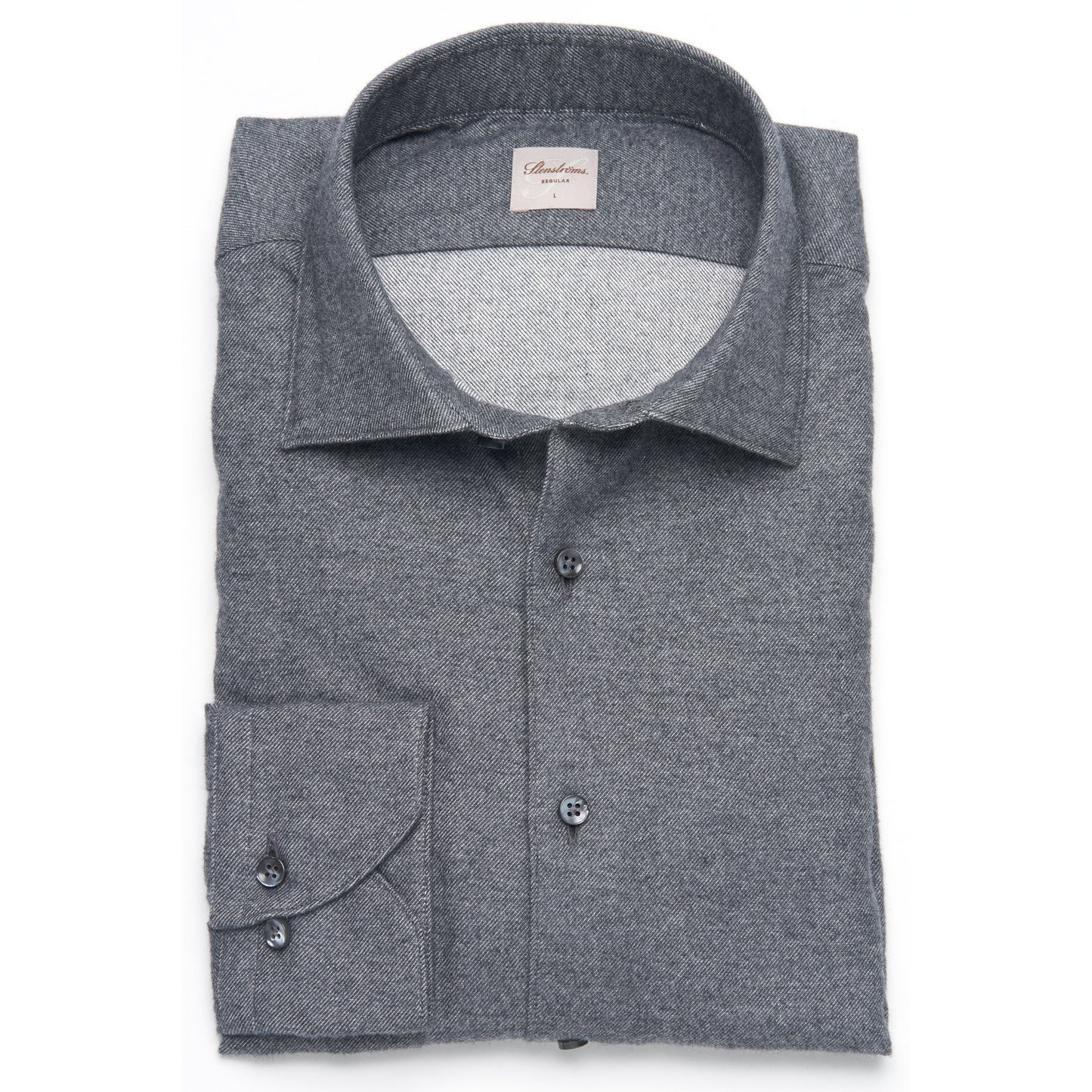 Stenströms Luxury Flannel Sport Shirt in Charcoal