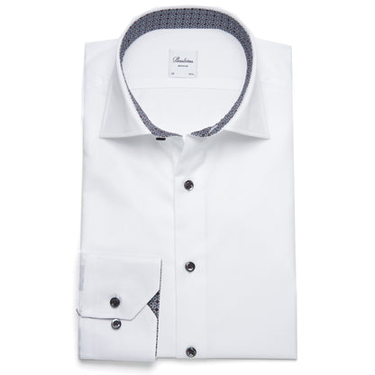 Stenströms Contrast Regular Twill Shirt in Grey