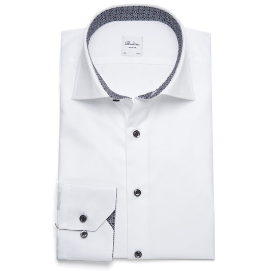 Stenströms Contrast Regular Twill Shirt in Grey