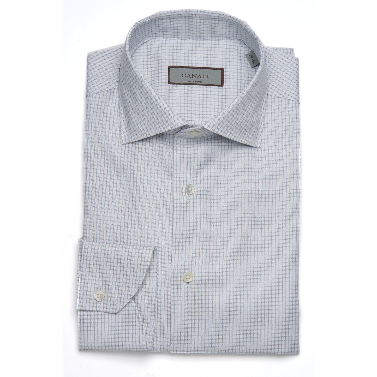 Canali Cotton Sport Shirt in Check Pattern in Gray & Beige