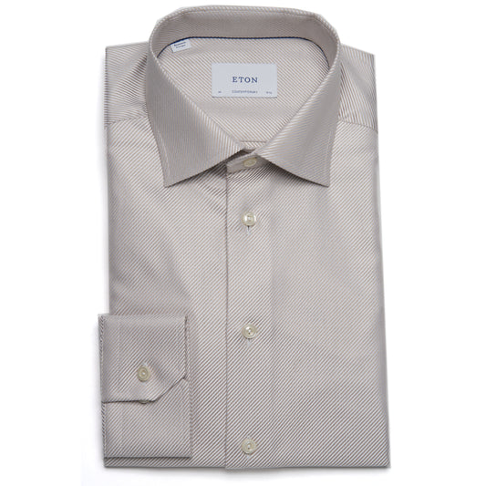 Eton Contemporary Solid King Twill Shirt in Cream