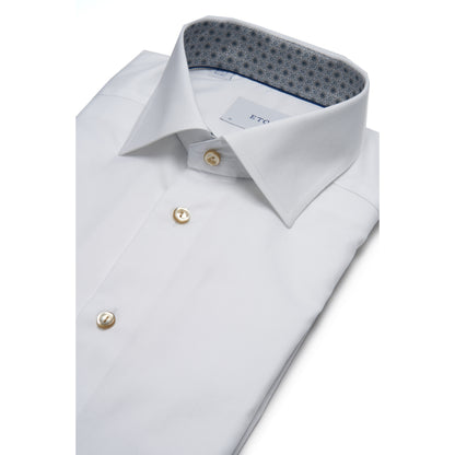 Eton Slim Medallion Effect Signature Twill Shirt in White