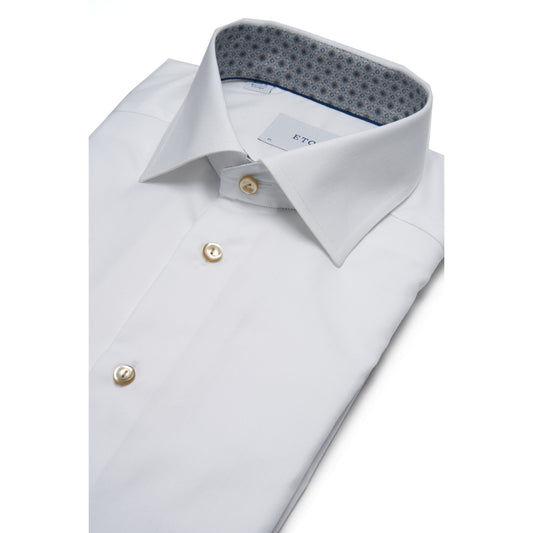 Eton Slim Medallion Effect Signature Twill Shirt in White
