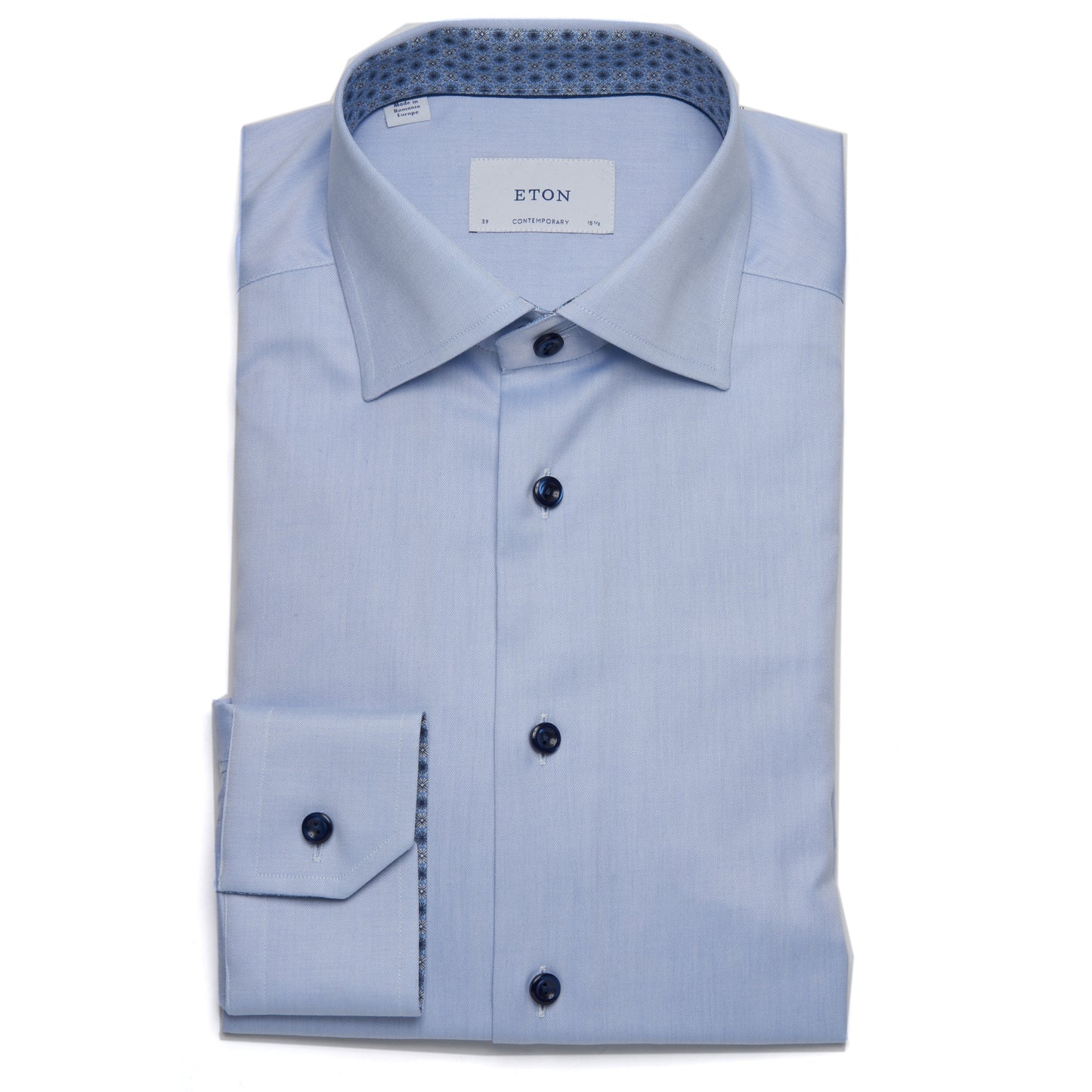 Eton Contemporary Medallion Effect Signature Twill Shirt in Blue