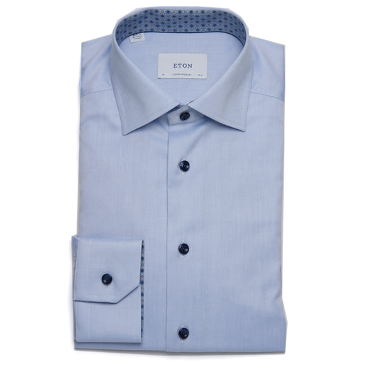 Eton Contemporary Medallion Effect Signature Twill Shirt in Blue