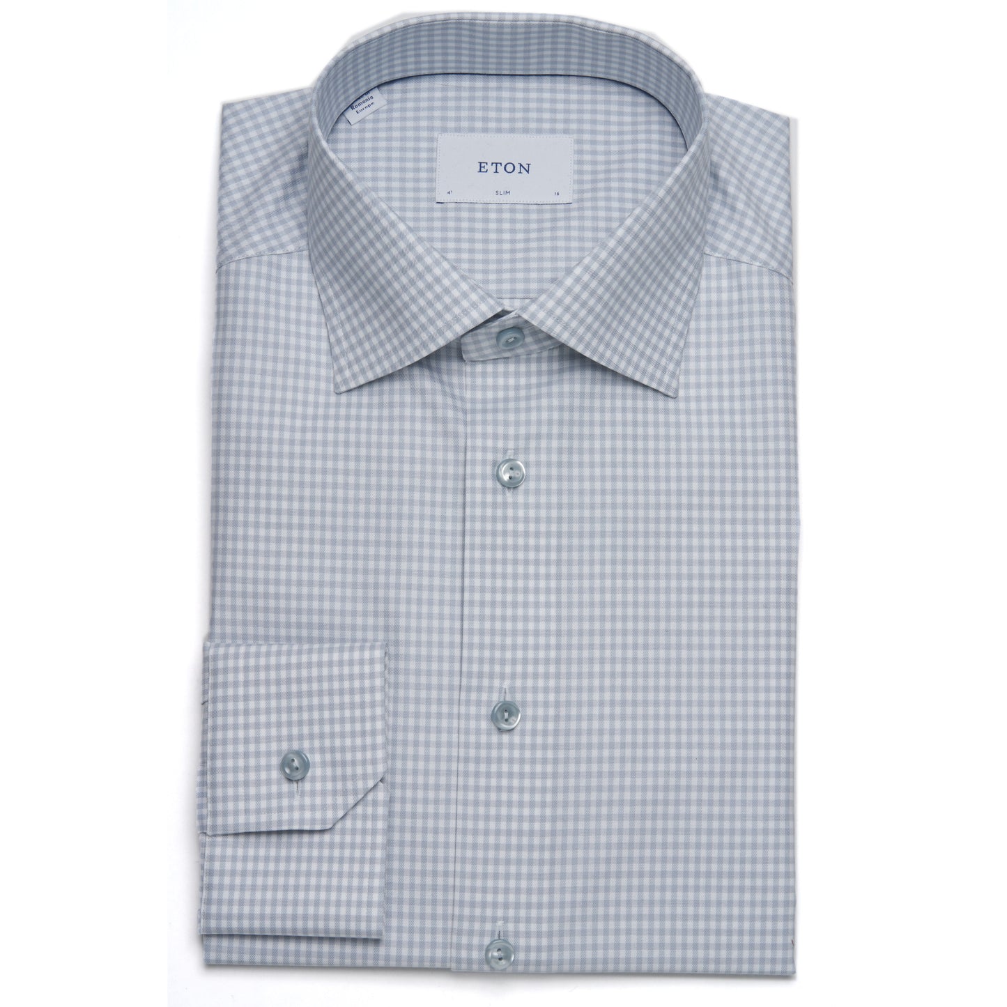 Eton Check Cotton TENCEL™ Lyocell Shirt in Sage Slim Fit