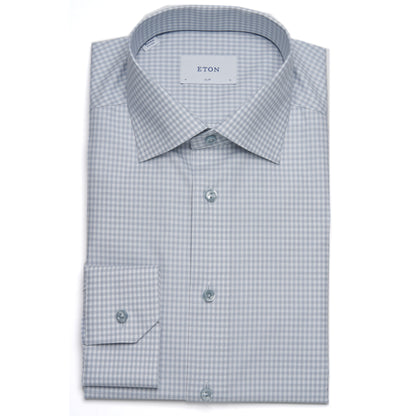 Eton Check Cotton TENCEL™ Lyocell Shirt in Sage Slim Fit