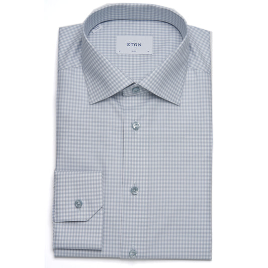 Eton Check Cotton TENCEL™ Lyocell Shirt in Sage Slim Fit