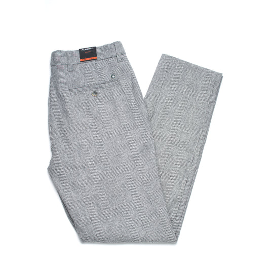 Alberto Lou Wool Check Flannel Pants in Grey