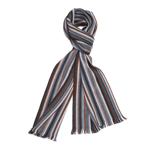 Colorful Pencil Stripe Wool Knit Scarf with Fringe -08