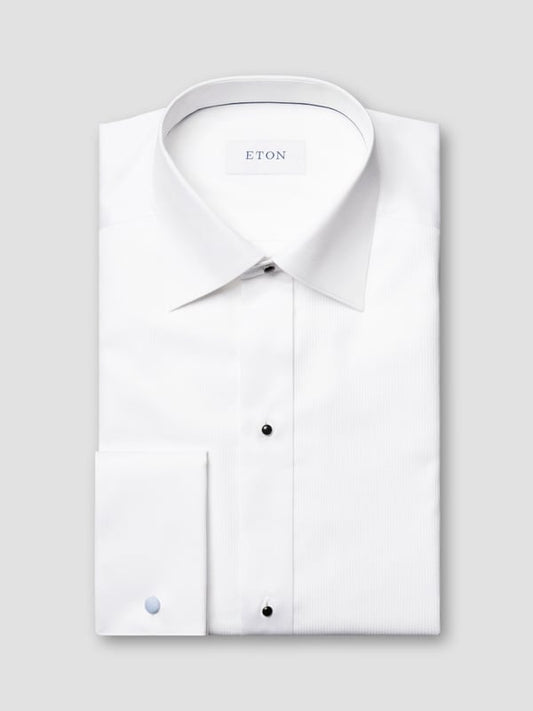 Eton White Signature Piqué Tuxedo Shirt Slim Fit.