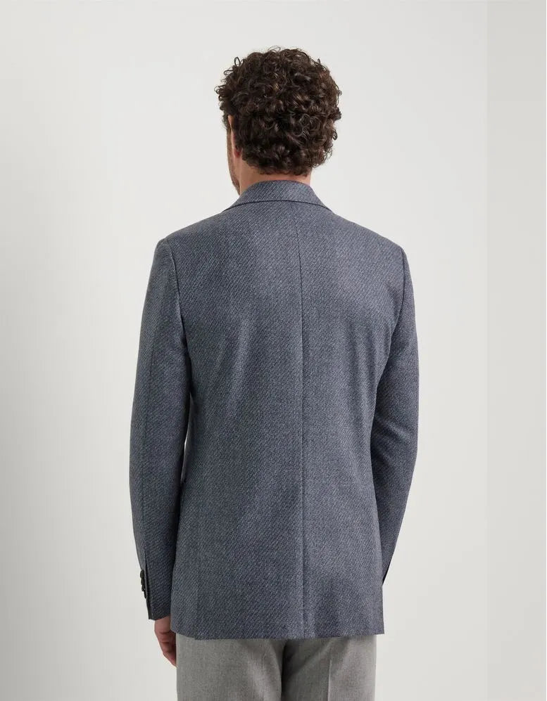 Canali Kei Model Wool Sport Coat in Mid Blue Melange