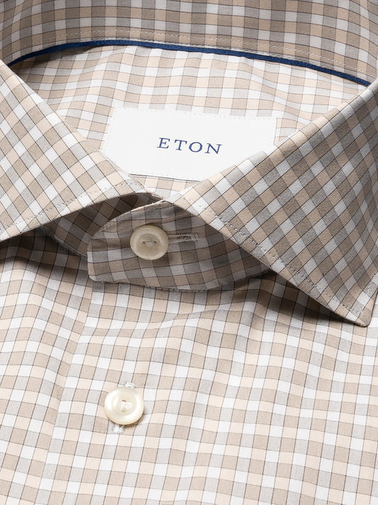 Eton Check Breeze Poplin Shirt Slim Fit in Ochre