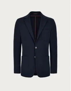 Canali Classic Fit Textured Jersey Unstructured Sport Coat in Navy