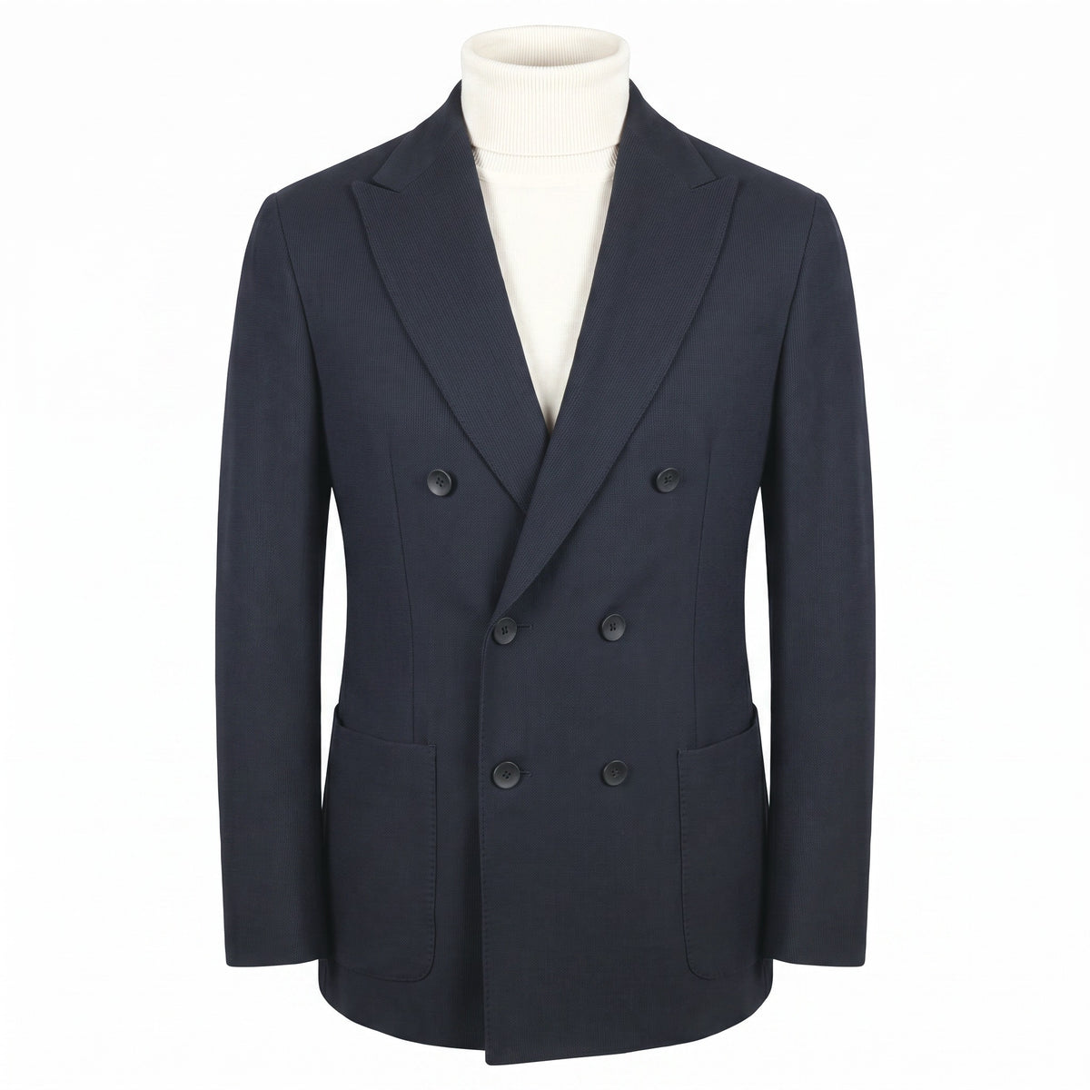 Fradi Super Stretch Ribbed Techno Double Breast Jersey Jacket in Black