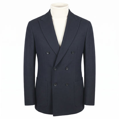 Fradi Super Stretch Ribbed Techno Double Breast Jersey Jacket in Black