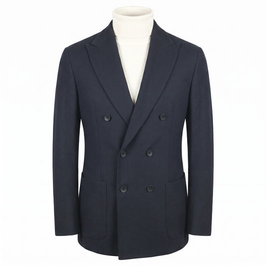 Fradi Super Stretch Ribbed Techno Double Breast Jersey Jacket in Black