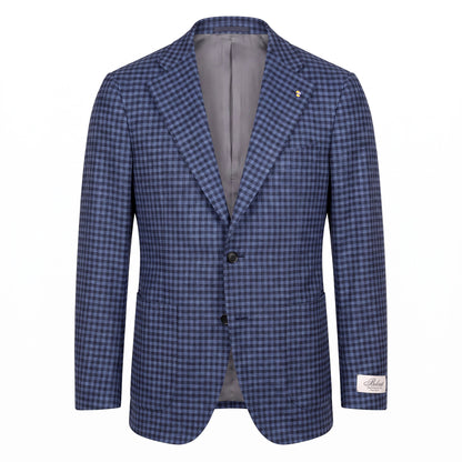 Belvest "Jacket in the Box" 100% Wool Sport Coat in Mid Blue Check