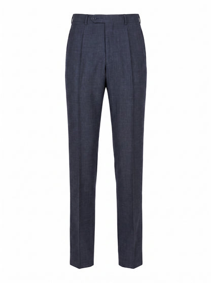 Canali Siena Classic Fit Wool, Silk and Linen  Blend Dress Pants in Dark Blue