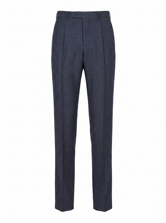 Canali Siena Classic Fit Wool, Silk and Linen  Blend Dress Pants in Dark Blue