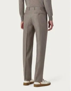 Canali Wool Flannel Dress Pants In Dove Grey