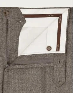 Canali Wool Flannel Dress Pants In Dove Grey