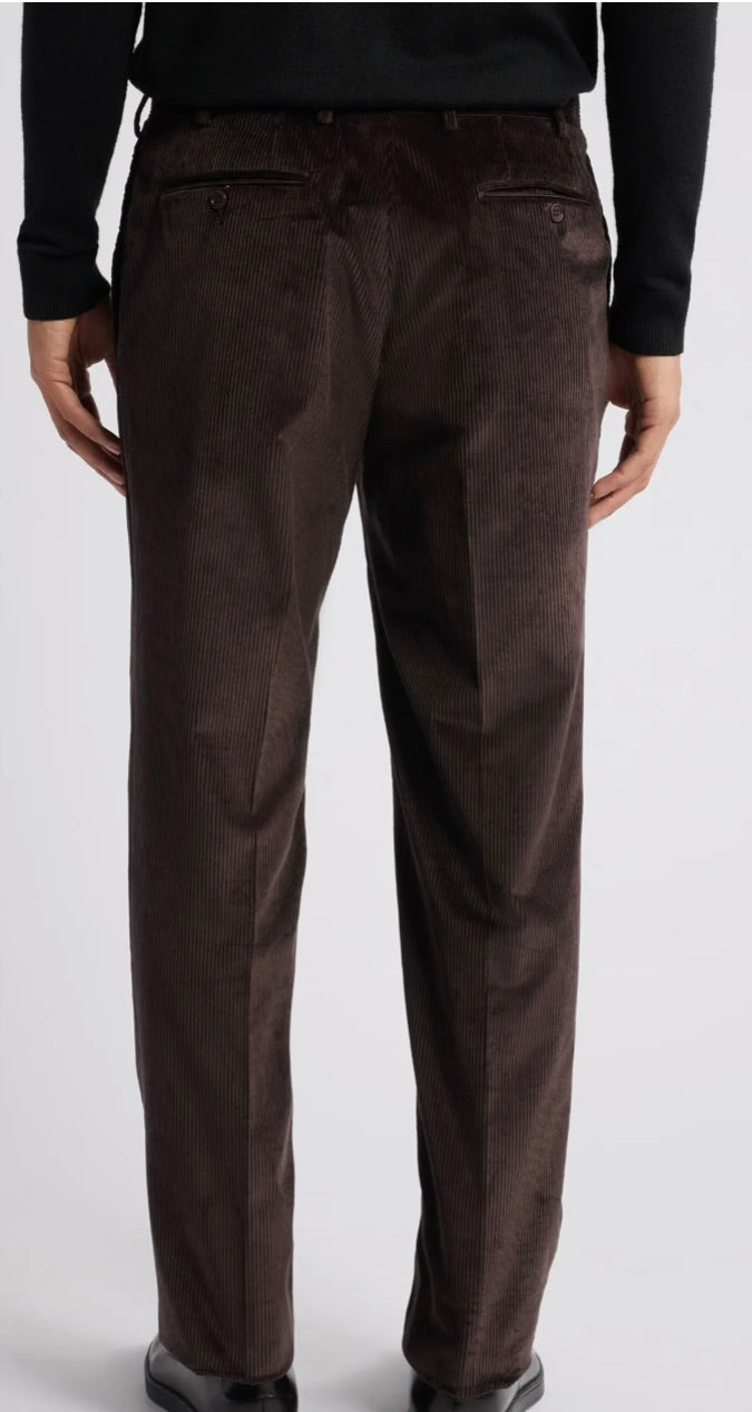 Canali Corduroy Stretch Cotton Pants in Chocolate