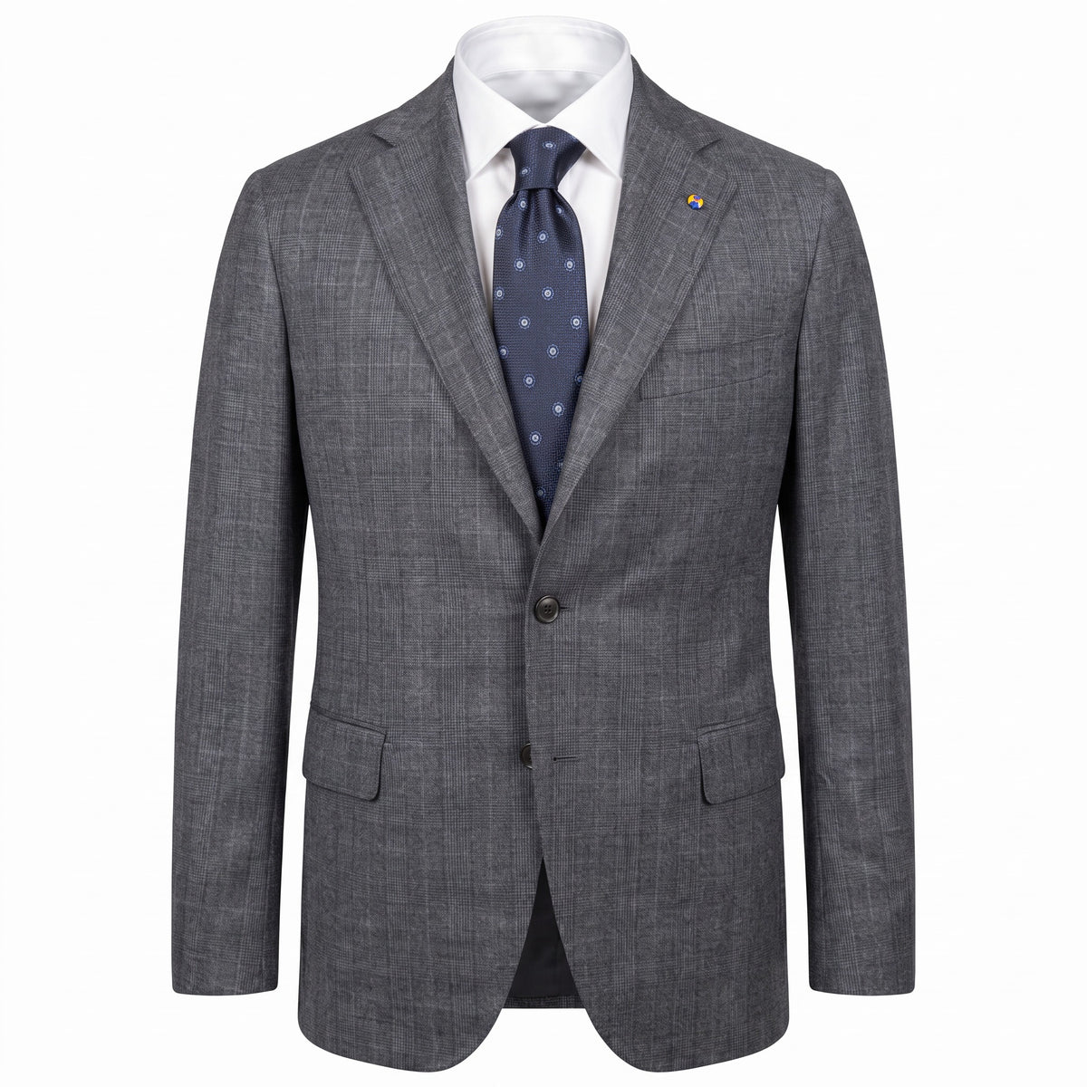Belvest Super 130’s Wool Suit – Charcoal Gray Prince of Wales
