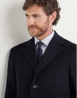 Canali Kei Wool Topcoat in Navy