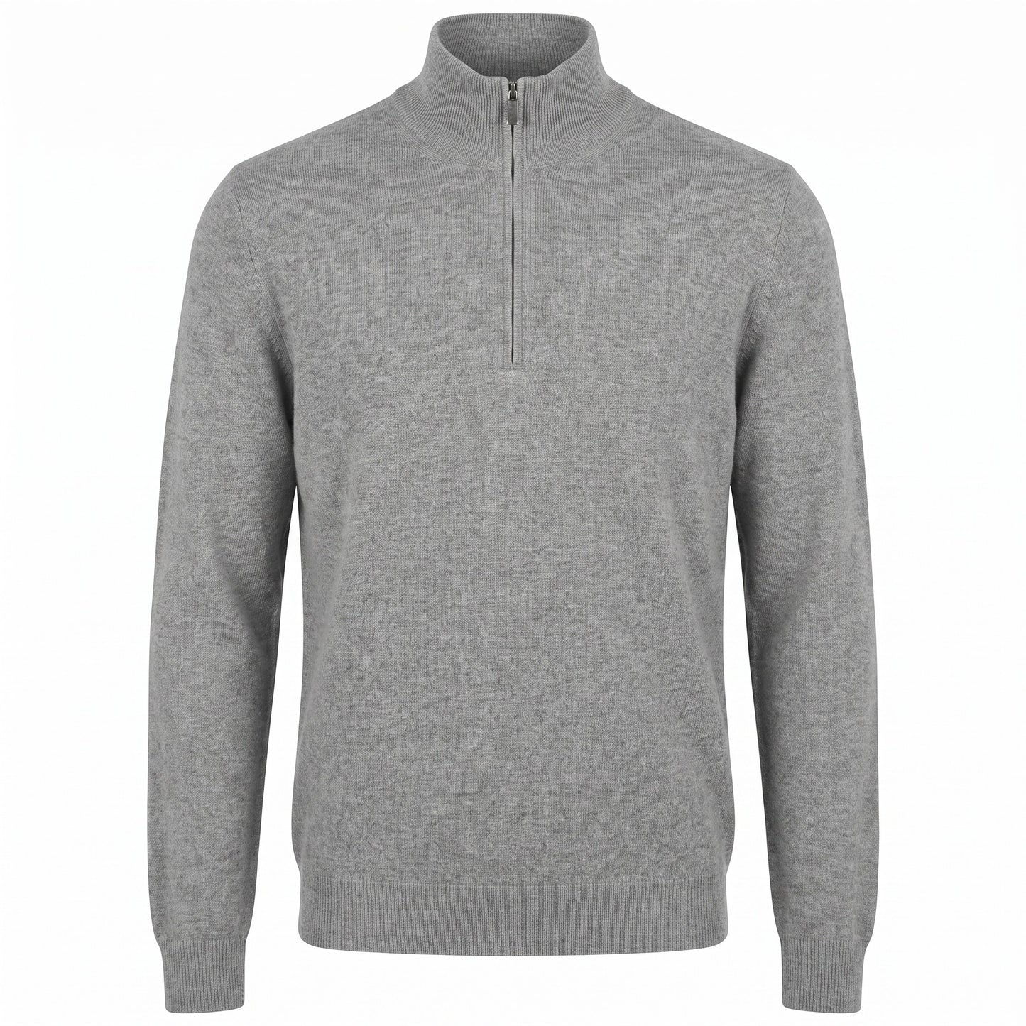 Gran Sasso 100% Cashmere Quarter-Zip Sweater in Light Gray