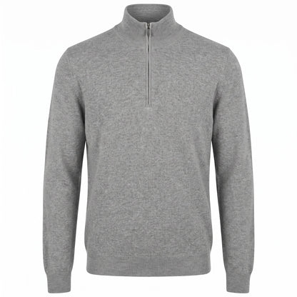 Gran Sasso 100% Cashmere Quarter-Zip Sweater in Light Gray