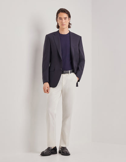 Canali Siena Model Sport Coat in Travel Wool–Navy