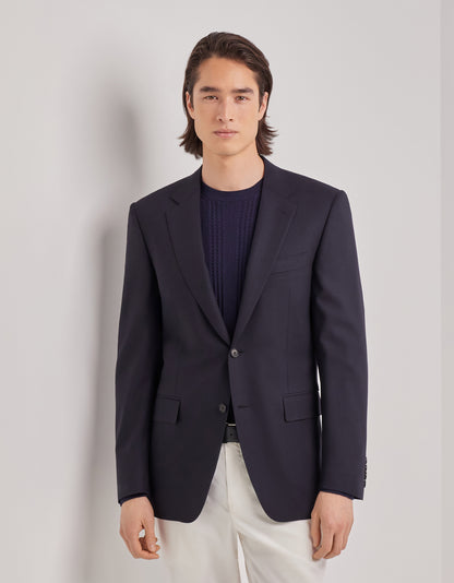Canali Siena Model Sport Coat in Travel Wool–Navy