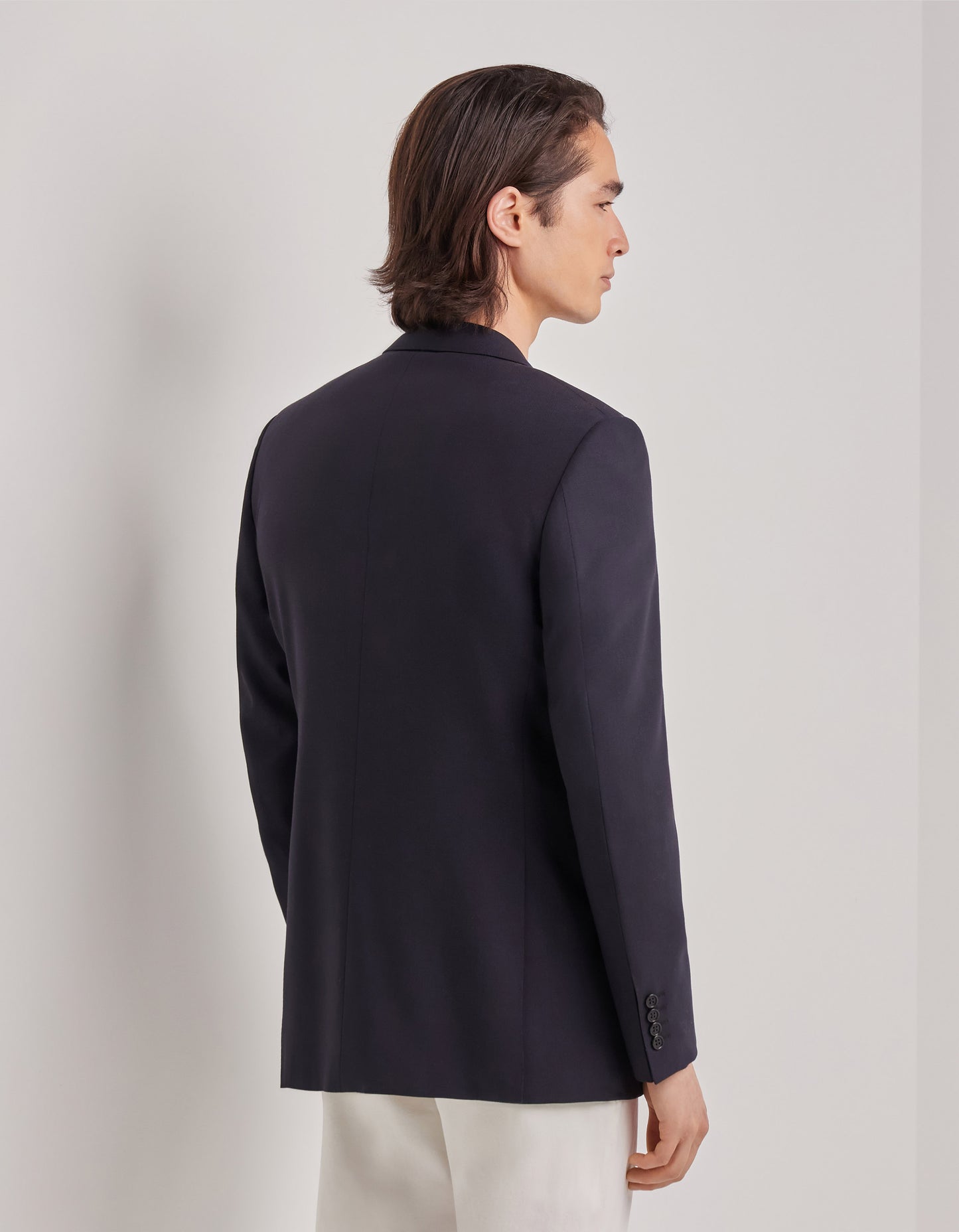 Canali Siena Model Sport Coat in Travel Wool–Navy