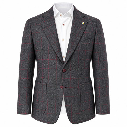 Belvest "Jacket in the Box" Wool & Cashmere Sport Coat in Gray Window Pane