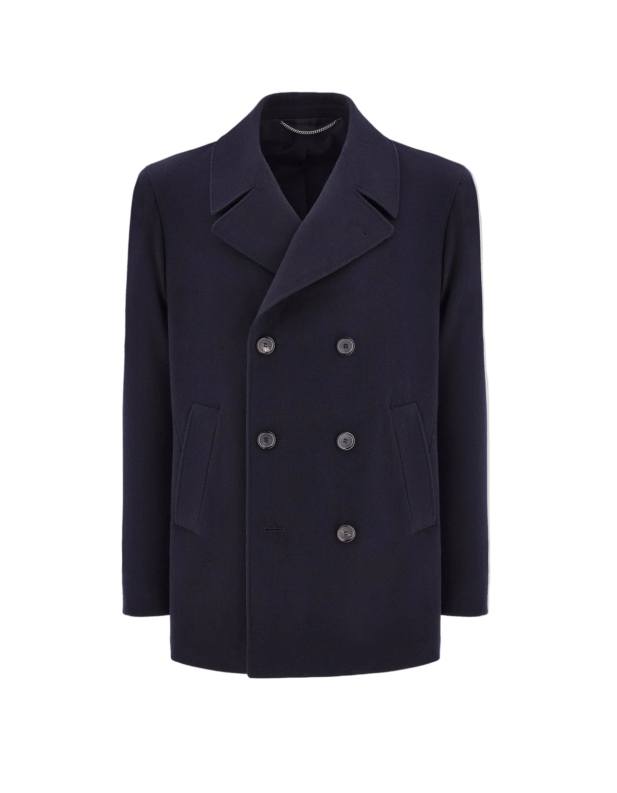 Pal Zileri Wool Double-Breasted Peacoat – Navy Blue