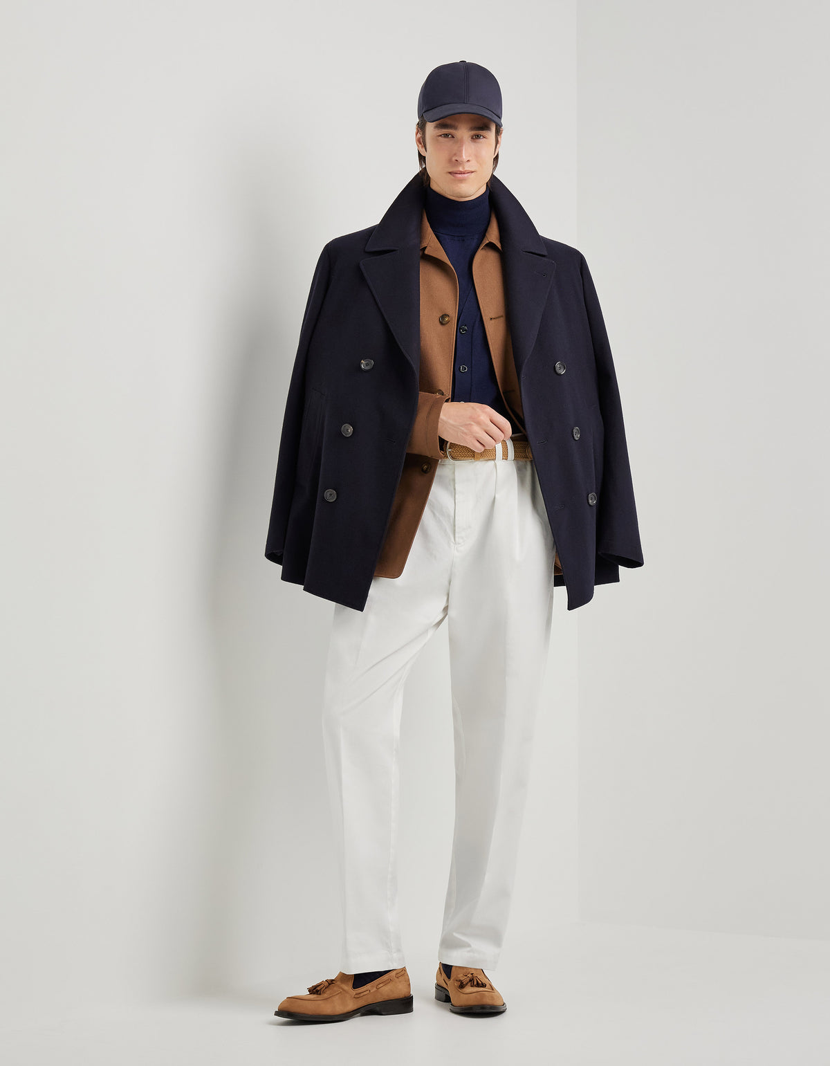 Pal Zileri Wool Double-Breasted Peacoat – Navy Blue