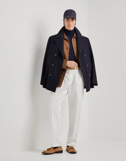 Pal Zileri Wool Double-Breasted Peacoat – Navy Blue