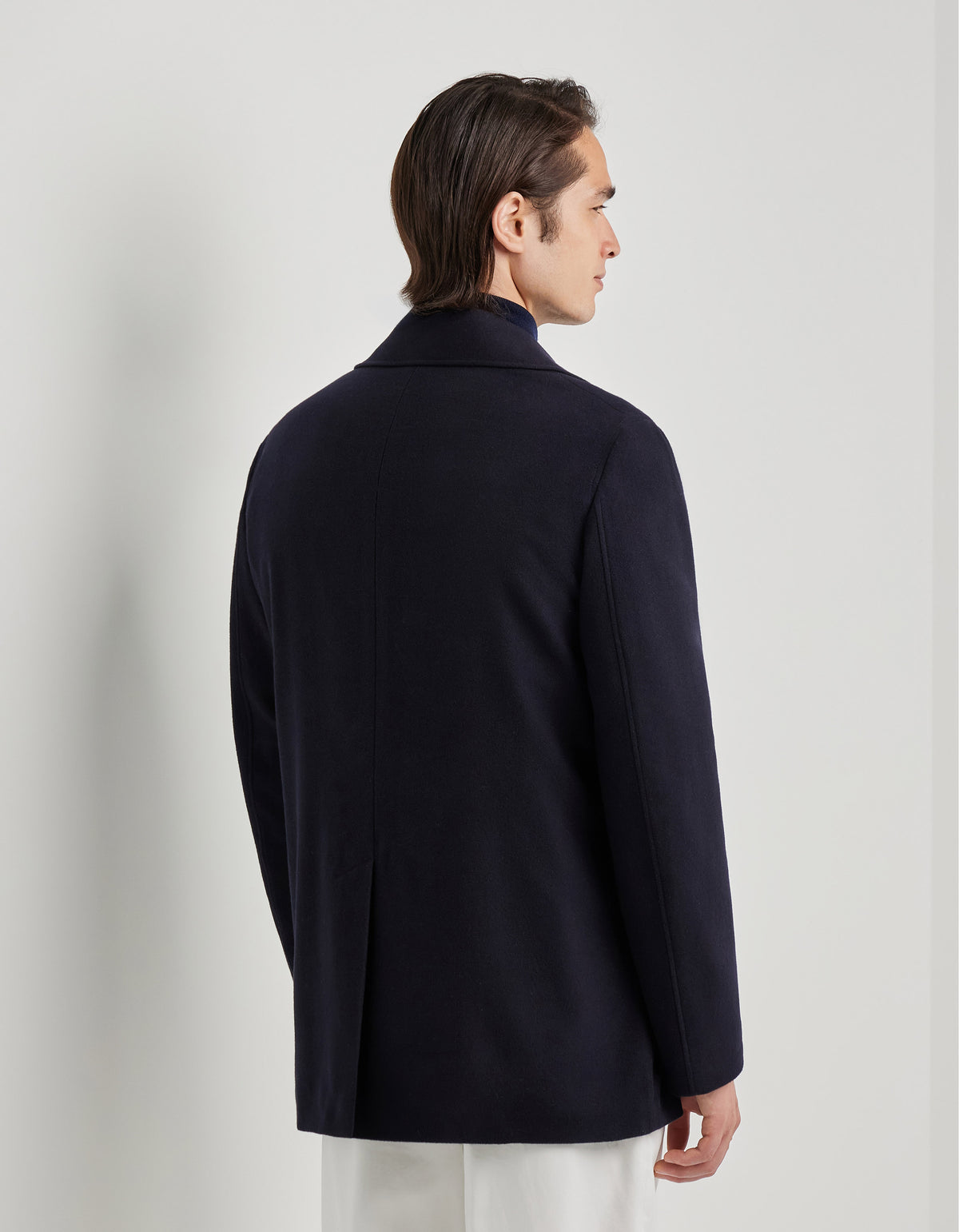 Pal Zileri Wool Double-Breasted Peacoat – Navy Blue