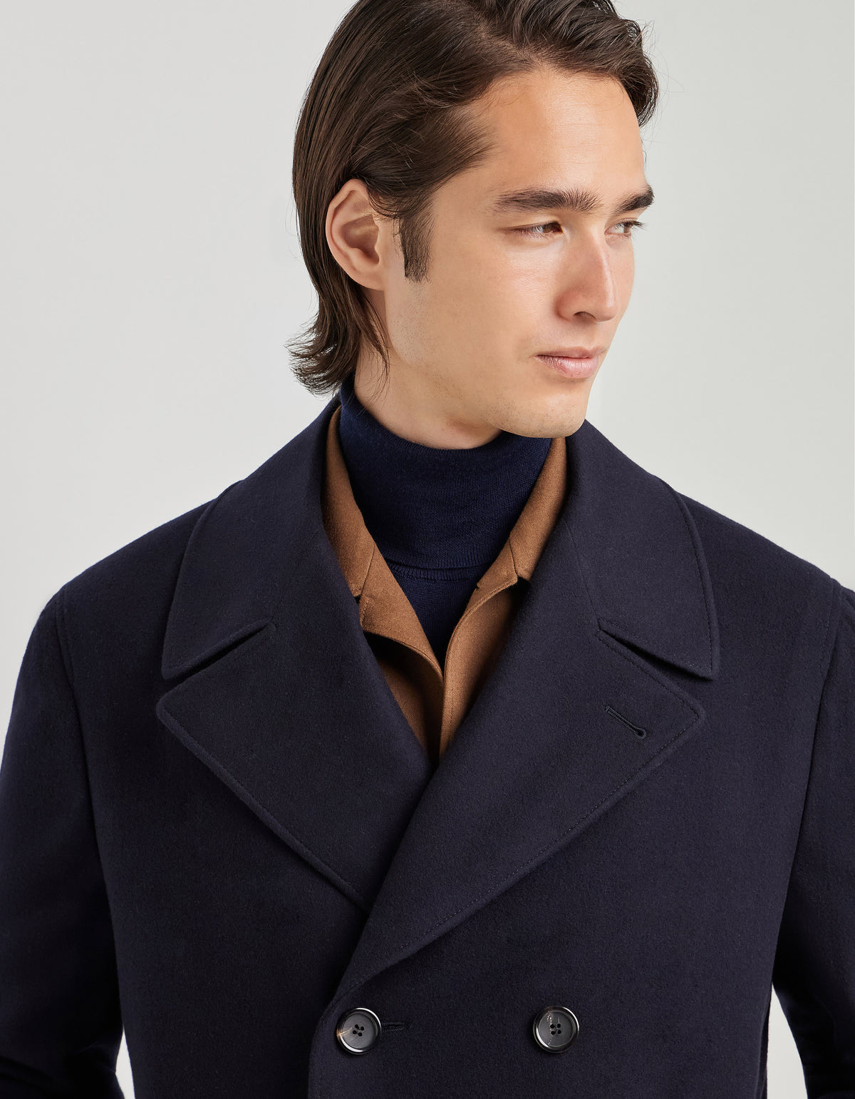Pal Zileri Wool Double-Breasted Peacoat – Navy Blue