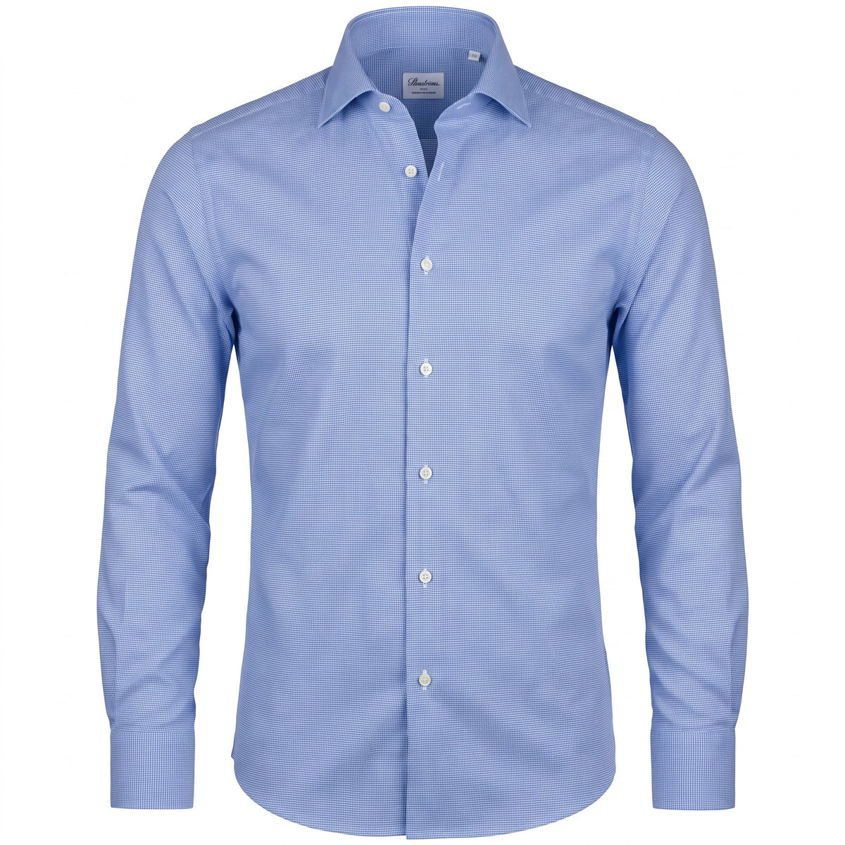 Stenströms Blue Houndstooth Twill Shirt in Slim Fit