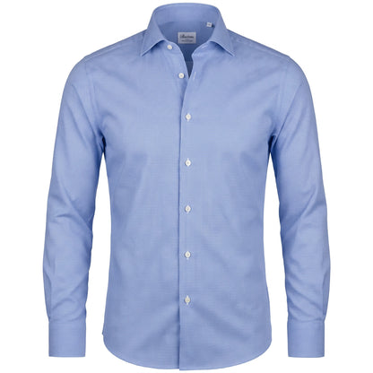 Stenströms Blue Houndstooth Twill Shirt in Slim Fit